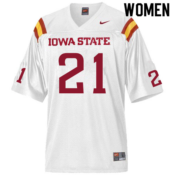 Iowa State Cyclones Women's #21 Cole Pedersen Nike NCAA Authentic White College Stitched Football Jersey SL42W47PB